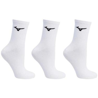 Imagem de Kit Meia Mizuno Cano Médio Training Pacote com 3 pares - Branco, 39/44