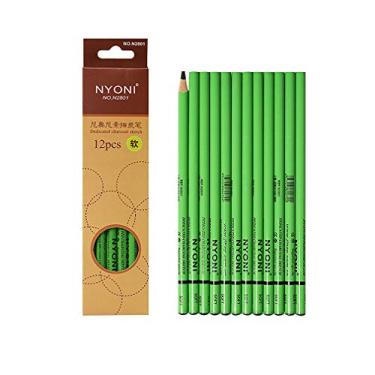 Imagem de lápis profissional de desenho de carvão, lápis de arte macia, 12 lápis de desenho