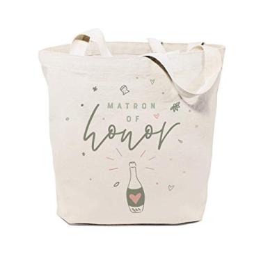 Imagem de The Cotton & Canvas Co. Sacola de ombro e bolsa de mão moderna para casamento, praia, compras e viagens, Champagne Bottle Matron of Honor, Large