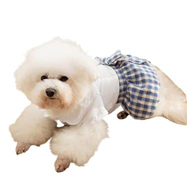 Imagem de MuYiYi11 Vestido de cachorro com laço e design respirável elegante fantasia xadrez para filhotes camiseta de verão G