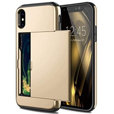 Imagem de Capa de telefone porta-cartão de moda flip para iphone x xs max xr 7 8 plus 6 6 s para samsung s9 s8 plus s7 s6 nota 9, ouro, para galaxy s7 edge