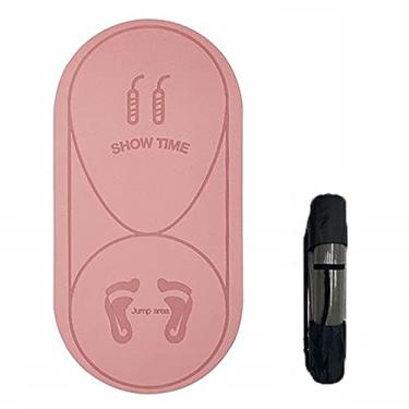 Imagem de Tapete de corda para pular com amortecimento de exercícios mudo, tapete de ioga, isolamento sonoro e absorção de choque, placa de alta densidade com bolsa de armazenamento, rosa