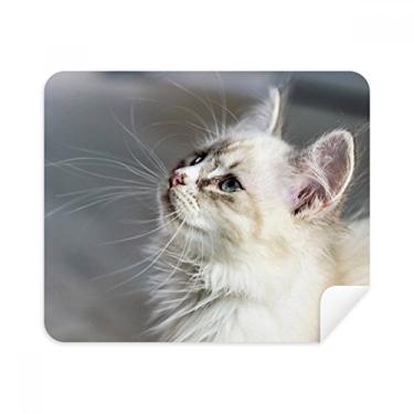 Imagem de Limpador de tela com 2 peças de tecido de camurça com perfil de animal de estimação branco e gato