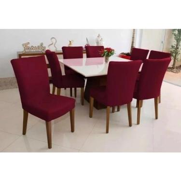Imagem de Capa para cadeira Lisa kit 8 lugares malha - Vinho