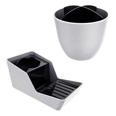 Imagem de Kit Organizador De Pia Detergente + Escorredor Talheres - Branco Crippa