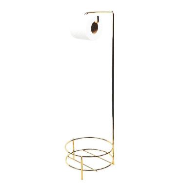 Imagem de Porta Papel Higiênico E Suporte Aramado Para Lixeiras de Chão Banheiro Dourado - 3119DD AMZ