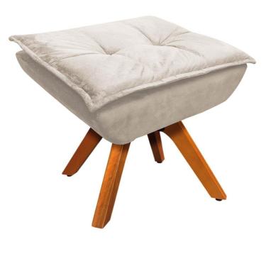 Imagem de Puff Decorativo Sala de Estar Base Giratória Giromad Opla Suede Bege - Ibiza