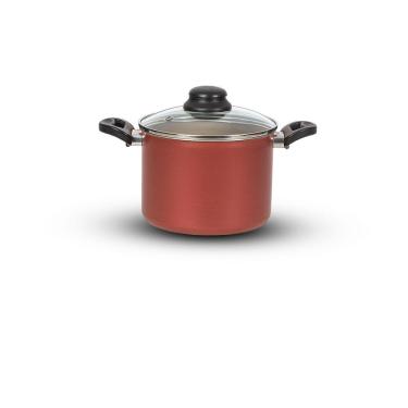 Imagem de Caldeirão Reto Antiaderente Cereja e Creme 16 cm - Alumínio Brasilar