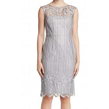 Imagem de Adrianna Papell Vestido feminino curto bordado, Prata, 42