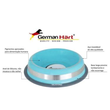 Imagem de Comedouro Inox Com Anel Silicone Germanhart Prestige Azul G