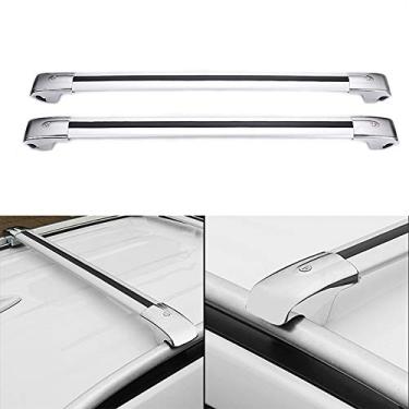 Imagem de UDP 2 peças barra transversal ajustável barra transversal trilho de telhado bagageiro barra de rack de teto travável prata serve para Benz M ML GLE W166 2012-2018