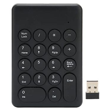 Imagem de Teclado numérico sem fio, mini teclado numérico de 2,4 G, 18 teclas, teclado numérico de contabilidade financeira silenciosa portátil, receptor USB para laptop, desktop (preto)