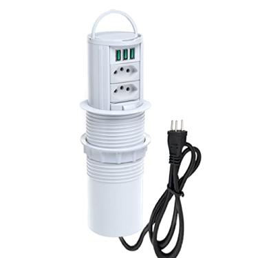 Imagem de Torre De Tomada Totem Slim Manual Alça 2 Tomada 20A 3USB 5.2 COR:BRANCO