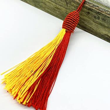 Imagem de 6 pçs/lote 15 cm corda pendurada borlas de seda franja costura franja borla guarnição chave borlas para cortina de enfeite DIY, amarelo, vermelho