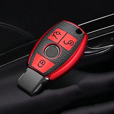 Imagem de KRUPTI Bolsa de chave de capa de carro TPU, apto para Mercedes Benz ABCS AMG CLA GLC GLA W221 W204 W205 W176, vermelho