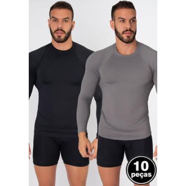 Imagem de Kit 10 Blusas Vekyo Térmica Masculina Manga Longa Compressão Proteção