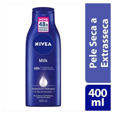 Imagem de Loção Desodorante Creme Hidratante Nivea Milk 400ml 48H Hidratação Pro