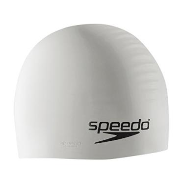Imagem de Speedo Touca de natação unissex de silicone para adulto, Branco, One Size