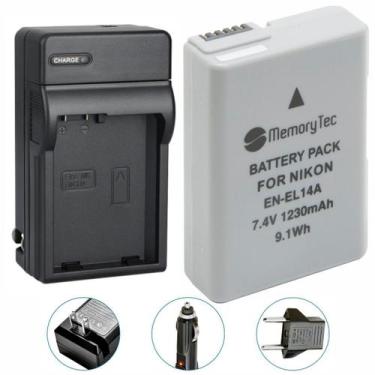 Imagem de Kit Bateria En-El14 + Carregador Para Nikon Slr P7000, D3100, D3200, D