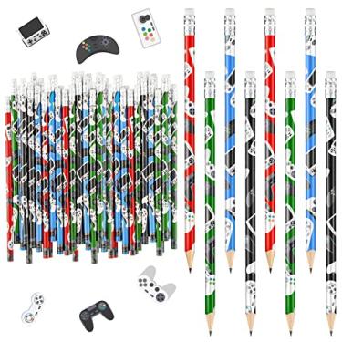 Imagem de 52 peças lápis de videogame lápis divertidos multicoloridos, lápis de madeira, controle de jogo, favorece videogame, lembrancinhas, lembrancinhas de festa, lápis de desenho infantil para recompensas de sala de aula, tema de videogame, festa de aniversário, 4 estilos