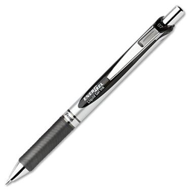 Imagem de Pentel EnerGel caneta de gel líquido retrátil Deluxe RTX, ponta de metal de 0,7 mm, conjunto preto de 5 (BL77-A)