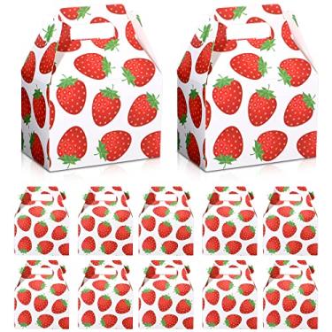 Imagem de 22 peças caixas de petiscos de morango, caixas de lembrancinha de festa, decoração de morango, decorações de aniversário, morango, lembrancinhas de festa temáticas de frutas, artigos
