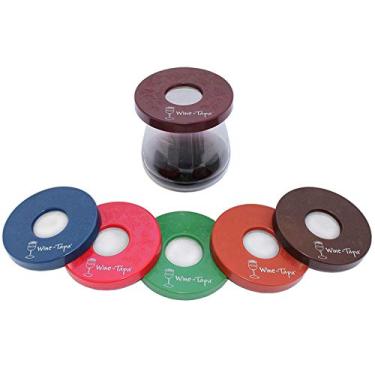Imagem de Wine-Tapa (R) Conjunto de 6 tampas de taça de vinho Toscana em lindas cores terrosas para proteger seu vinho de insetos