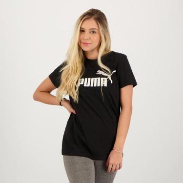 Imagem de Camiseta Puma Ess+ Metallic Logo Feminina Preta