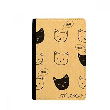 Imagem de Porta-passaporte branco preto cabeça de gato mewing animal notecase burse capa carteira porta-cartão, Multicolor