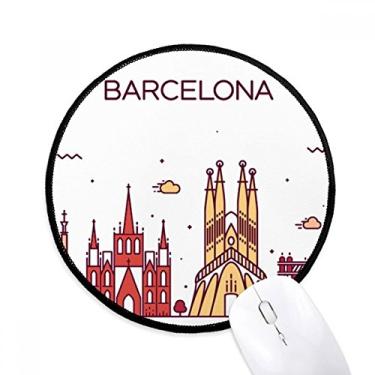 Imagem de DIYthinker Barcelona Espanha Padrão de Ponto Plano Mouse Pad Desktop Escritório Tapete Redondo para Computador
