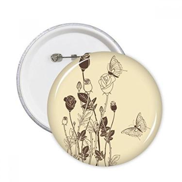 Imagem de Rosa borboleta folhas flor planta pinos redondos crachá botão emblema acessório decoração 5 peças