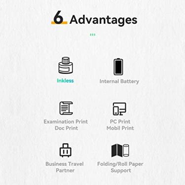 Imagem de DOYING A4 Paper Printer Direct Thermal Transfer Wirless Printer Mobile 210mm Mini Mobile Photo Printer USB BT Connection with 1 Roll Thermal Paper Support 2''/3''/4'' Paper Width Printing PDF