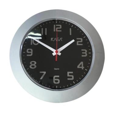 Imagem de Relógio De Parede Em Plástico 30cm Exclusive Aro Prata - Jlk Plásticos