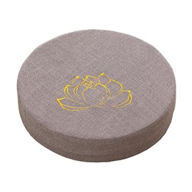 Imagem de Almofada redonda para meditação para, 16" de diâmetro, capa com zíper, acessórios para meditação, travesseiro de chão para cerimônia de chá, Cinza 10cm