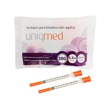 Imagem de Seringas para Insulina com Agulha Uniqmed 30G 0,3ml (8x0,30mm) 10 Unidades Uniqmed