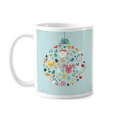 Imagem de Caneca azul de cerâmica de café e porcelana de Natal Papai Noel, alce