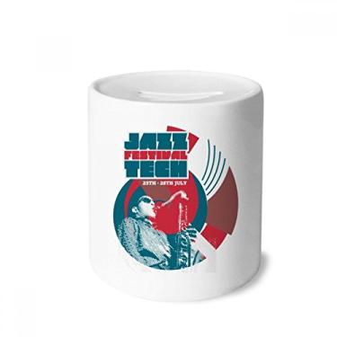 Imagem de DIYthinker Caixa de moedas de cerâmica com estampa de música Tean Festival de Jazz