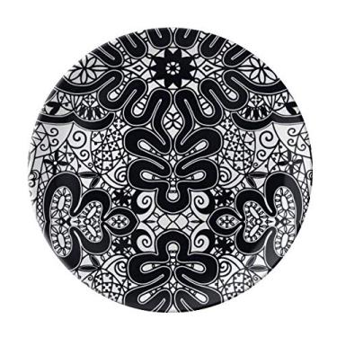Imagem de Prato de porcelana decorativa estilo rococó preto europeu padrão branco salver talheres, louça de jantar