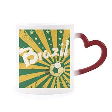 Imagem de Caneca de futebol amarelo verde Brasil Brasil cultura sensível ao calor caneca vermelha muda de cor