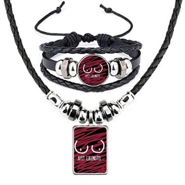 Imagem de Just Coconuts Conjunto de joias de couro rosa vermelho desenho divertido