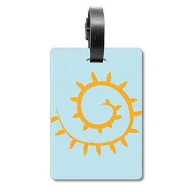 Imagem de Pintura à mão Folhas do sol Vine Mala Etiqueta Cartão de Bagagem Scutcheon Etiqueta