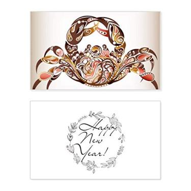 Imagem de Cartão de felicitações com estampa de caranguejo Organismo Marinho Ano Novo Cartão Bless Mensagem presente