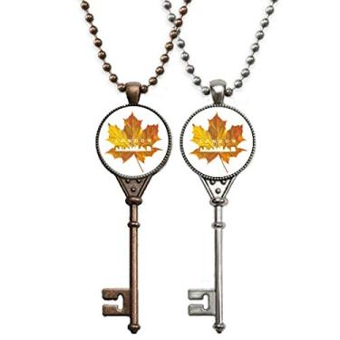 Imagem de OFFbb-USA London Outline Colar com pingente de folha de bordo para decoração de casal