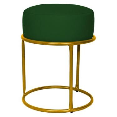 Imagem de Puff Decorativo Para Sala Luxe Base Dourada Suede Verde - Clique E Dec