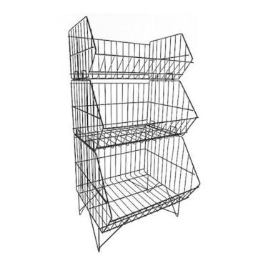 Imagem de Cesto Expositor Triplo P/ Lojas Conainer 3 Cestos Aramado Gg