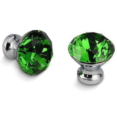 Imagem de Puxadores de armário de cozinha Design em forma de diamante Puxadores de vidro de cristal Puxadores de armário Puxadores de gaveta Hardware de alça de móveis, verde