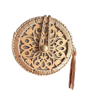 Imagem de Bolsa Feminina Redonda Com Alça de Ombro Artesanal - Semipalha (NUDE)