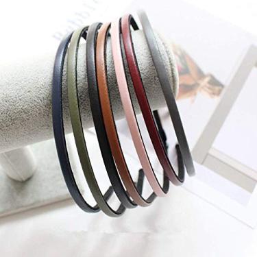 Imagem de ShungFun Cute Solid Simple Leather Covered Party Headband Hair Bows Hair Loop Clasp Glitter Hairbands for Women and Girls