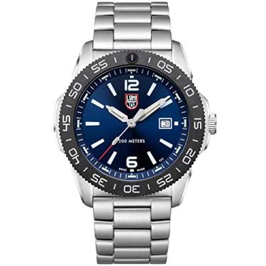 Imagem de Relógio analógico de quartzo com mostrador azul, mostrador azul, pulseira de aço inoxidável, prata da série 3120 da Luminox
