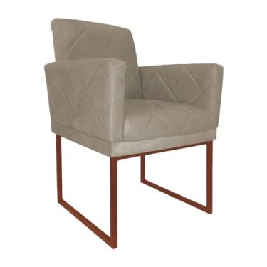Imagem de Poltrona Decorativa Klara Base Ferro Bronze Suede - Estopar